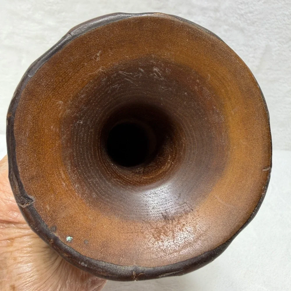 Handcrafted Russian Olive Wood Natual Burl Pattern Vase Rustic Farmhouse Decor